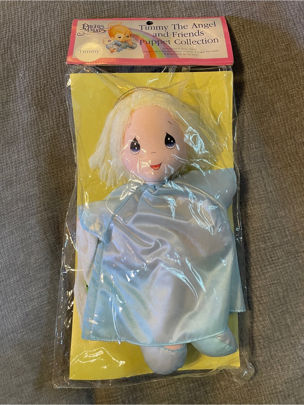 NOS Precious Moments Timmy The Angel & Friends Hand Puppet Collection Blue 1994